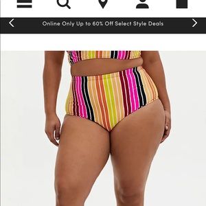 Multi stripe high waist swim bottom